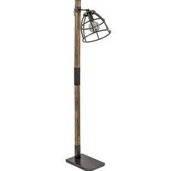 Straluma Industrieel landelijke vloerlamp Matrix hout met metalen korf> Kooilampen|Slaapkamerlampen