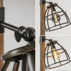 Straluma Industrieel landelijke vloerlamp Matrix hout met metalen korf></noscript> Kooilampen|Slaapkamerlampen
