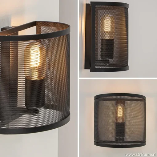 Straluma Industrieel landelijke wandlamp met gaas> Woonkamerlampen|Slaapkamerlampen