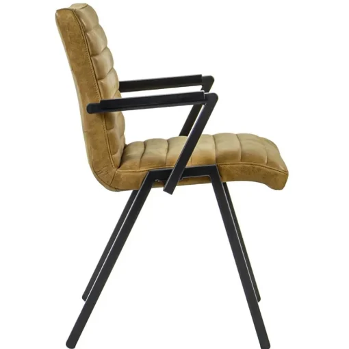 Straluma Industriële eetkamerstoel leer antigo cognac> Eetkamerstoelen