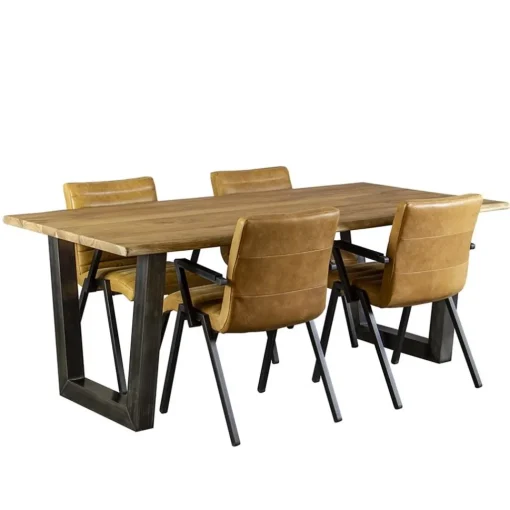 Straluma Industriële eetkamerstoel leer antigo cognac> Eetkamerstoelen