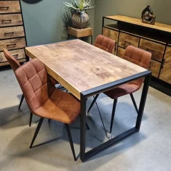 Straluma Industriële eettafel mangohout met zwart 160x90 cm></noscript> Eettafels