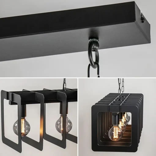 Straluma Industriële hanglamp squares mat zwart metaal> Eettafellampen|Keukenverlichting