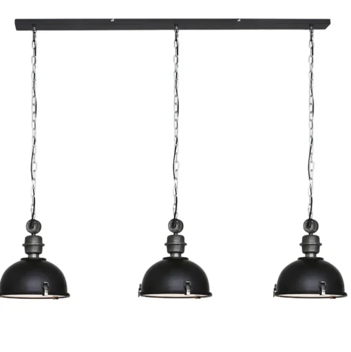 Straluma Industriële 3-lichts hanglamp bikkel mat zwart> Eettafellampen|Keukenverlichting