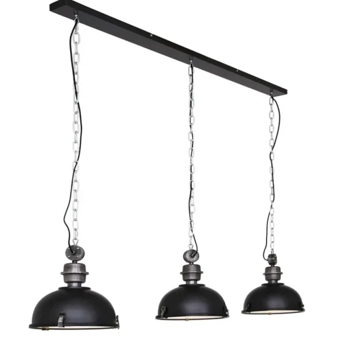 Straluma Industriële 3-lichts hanglamp bikkel mat zwart> Eettafellampen|Keukenverlichting