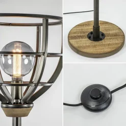 Straluma Industriële vloerlamp zwart staal met houten details></noscript> Vloerlampen|Industriële Verlichting
