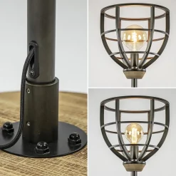 Straluma Industriële vloerlamp zwart staal met houten details></noscript> Vloerlampen|Industriële Verlichting