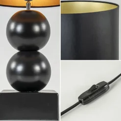 Straluma Keramieken tafellamp bollen zwart met kap></noscript> Tafellampen|Schemerlampen