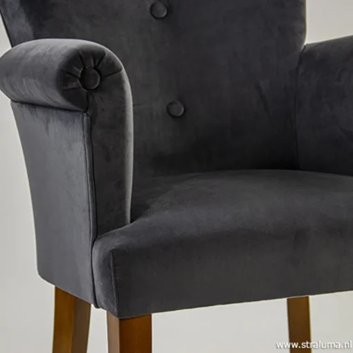 Straluma Klassieke armstoel kersenhout in stof> Eetkamerstoelen
