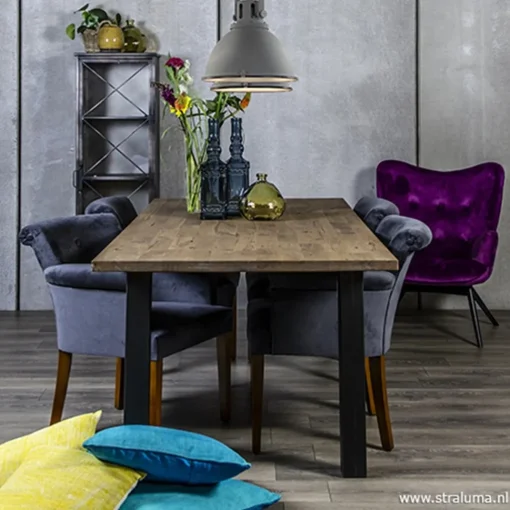 Straluma Klassieke armstoel kersenhout in stof> Eetkamerstoelen