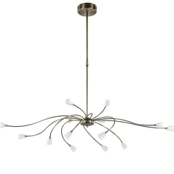 Straluma Klassieke eettafelhanglamp brons met wit glas dim to warm> Hanglampen|Keukenverlichting