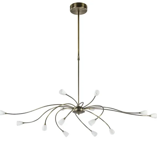 Straluma Klassieke eettafelhanglamp brons met wit glas dim to warm> Hanglampen|Keukenverlichting