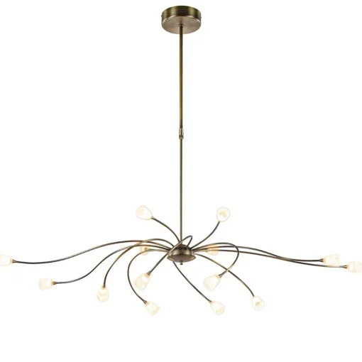 Straluma Klassieke eettafelhanglamp brons met wit glas dim to warm> Hanglampen|Keukenverlichting