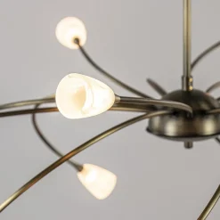 Straluma Klassieke eettafelhanglamp brons met wit glas dim to warm></noscript> Hanglampen|Keukenverlichting