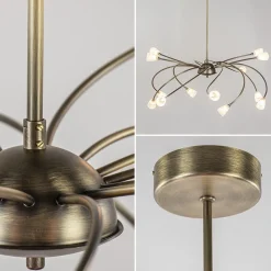 Straluma Klassieke eettafelhanglamp brons met wit glas dim to warm></noscript> Hanglampen|Keukenverlichting
