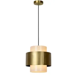 Straluma Klassieke hanglamp opaal glas met mat goud></noscript> Eetkamerverlichting|Hanglampen