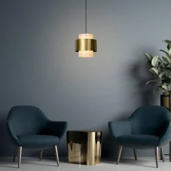 Straluma Klassieke hanglamp opaal glas met mat goud></noscript> Eetkamerverlichting|Hanglampen