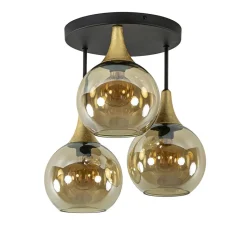 Straluma Klassieke plafondlamp zwart/goud met amber glas> Woonkamerlampen|Slaapkamerlampen