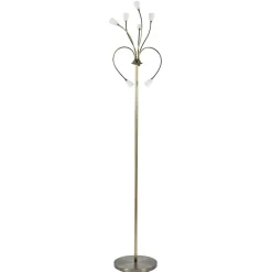 Straluma Klassieke vloerlamp brons met wit gevlamd glas en dimbaar LED> Vloerlampen|LED Vloerlampen