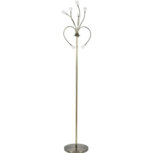 Straluma Klassieke vloerlamp brons met wit gevlamd glas en dimbaar LED> Vloerlampen|LED Vloerlampen