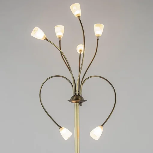 Straluma Klassieke vloerlamp brons met wit gevlamd glas en dimbaar LED> Vloerlampen|LED Vloerlampen