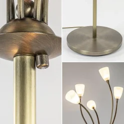 Straluma Klassieke vloerlamp brons met wit gevlamd glas en dimbaar LED></noscript> Vloerlampen|LED Vloerlampen