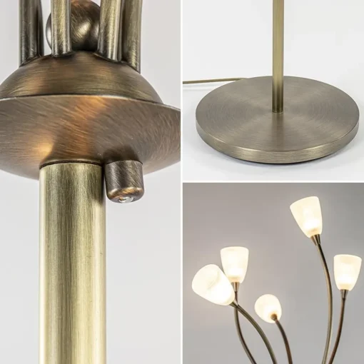 Straluma Klassieke vloerlamp brons met wit gevlamd glas en dimbaar LED> Vloerlampen|LED Vloerlampen