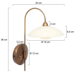 Straluma Klassieke wandlamp brons met creme glas incl LED></noscript> Wandlampen|LED Wandlampen