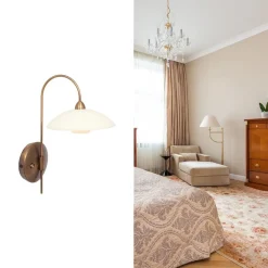 Straluma Klassieke wandlamp brons met creme glas incl LED></noscript> Wandlampen|LED Wandlampen