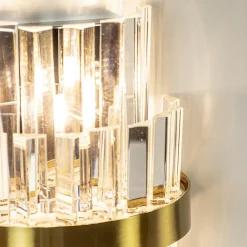 Straluma Klassieke wandlamp brushed brass met helder kristal></noscript> Wandlampen|Klassieke Verlichting