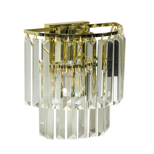 Straluma Klassieke wandlamp goud met helder glazen pegels> Wandlampen|Klassieke Verlichting