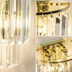 Straluma Klassieke wandlamp goud met helder glazen pegels></noscript> Wandlampen|Klassieke Verlichting
