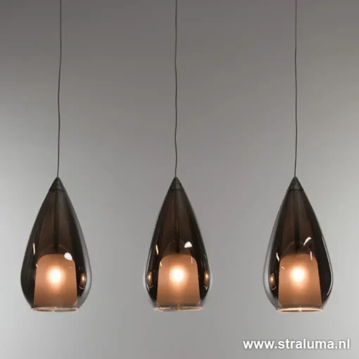 Straluma Kleine eettafel hanglamp glas 'Smoke'> Eettafellampen|Woonkamerlampen