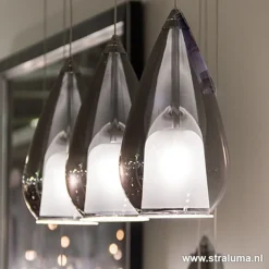 Straluma Kleine eettafel hanglamp glas 'Smoke'></noscript> Eettafellampen|Woonkamerlampen