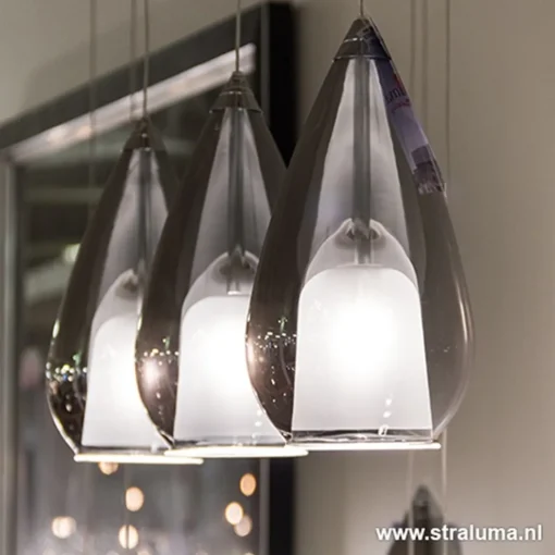 Straluma Kleine eettafel hanglamp glas 'Smoke'> Eettafellampen|Woonkamerlampen