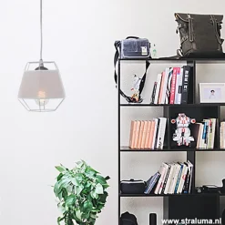 Straluma Kleine grijze hanglamp draad met stof></noscript> Draadlampen|Slaapkamerlampen