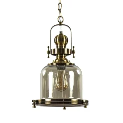 Straluma Kleine hanglamp brons met amber glas> Keukenverlichting|Eetkamerverlichting