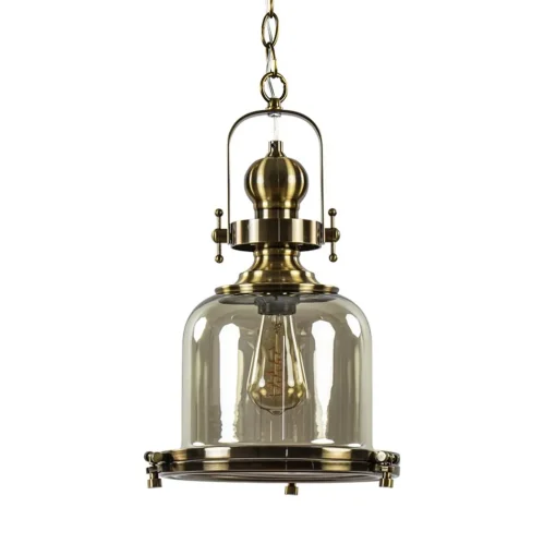 Straluma Kleine hanglamp brons met amber glas> Keukenverlichting|Eetkamerverlichting