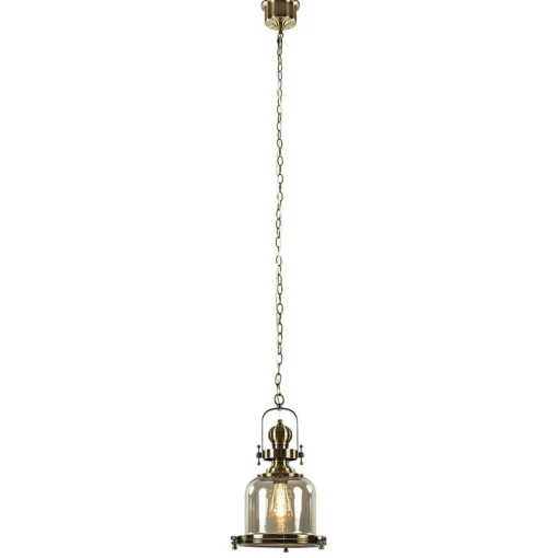 Straluma Kleine hanglamp brons met amber glas> Keukenverlichting|Eetkamerverlichting