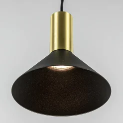 Straluma Kleine hanglamp driehoek zwart met brons></noscript> Keukenverlichting|Eetkamerverlichting