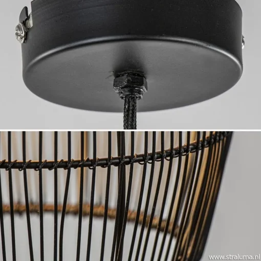 Straluma Kleine hanglamp Meya zwart met goud draad> Draadlampen|Light and Living