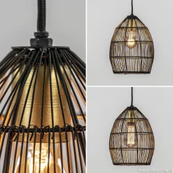 Straluma Kleine hanglamp Meya zwart met goud draad></noscript> Draadlampen|Light and Living