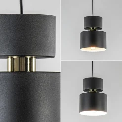 Straluma Kleine hanglamp zwart met goud accent></noscript> Nachtkastlampen|Woonkamerlampen