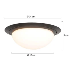 Straluma Kleine LED plafondlamp zwart met wit glas IP44></noscript> Plafondlampen|Plafonnières