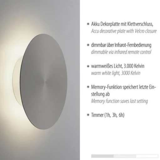 Straluma Kleine LED wandlamp op accu grijs> Wandlampen|LED Wandlampen
