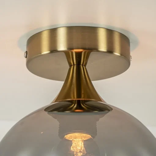 Straluma Kleine plafondlamp goud met smoke glas> Plafondlampen|Retro Verlichting