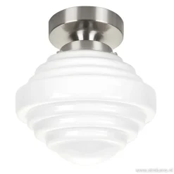 Straluma Kleine plafonnière staal met wit glas><noscript><img width=