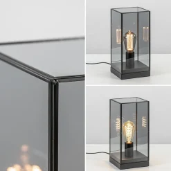 Straluma Kleine tafellamp Askjer zwart met smoke glas></noscript> Tafellampen|Light and Living