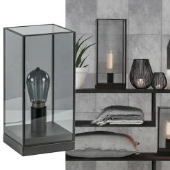 Straluma Kleine tafellamp Askjer zwart met smoke glas></noscript> Tafellampen|Light and Living