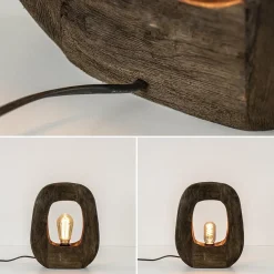 Straluma Kleine tafellamp Kelafo hout chocolade bruin></noscript> Light and Living|Woonkamerlampen